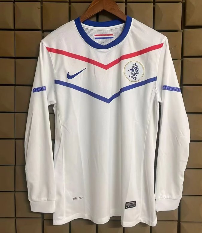 AAA Quality Netherlands 2010 Away White Long Soccer Jersey